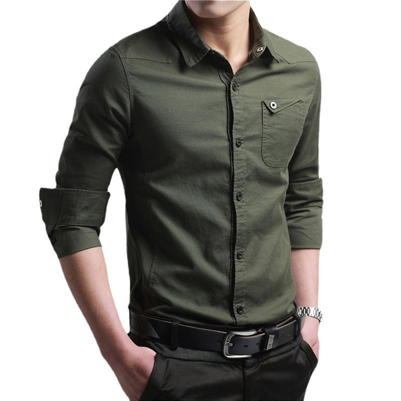 Men's Slim Fit Cotton Shirt with Chest Pocket and Contrast Buttons Chichicherry