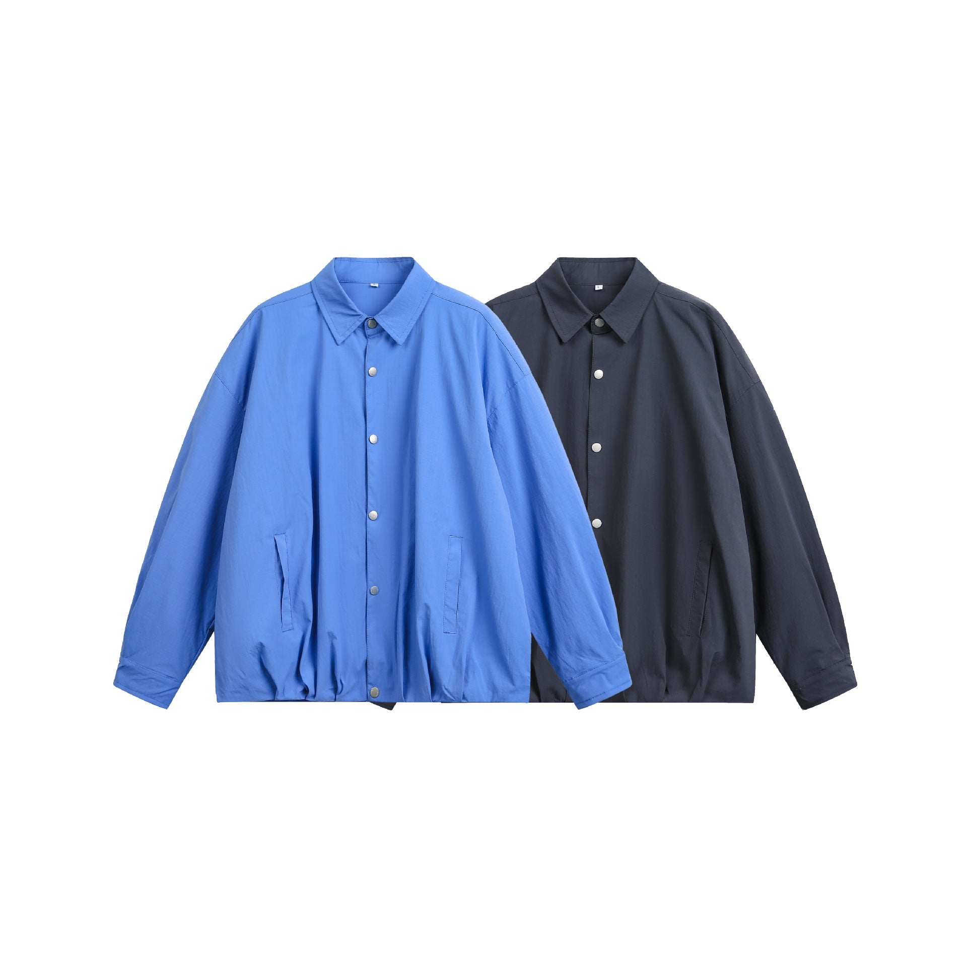 Men's Oversize Coach Jacket with Snap Button Closure and Straight Hem Chichicherry