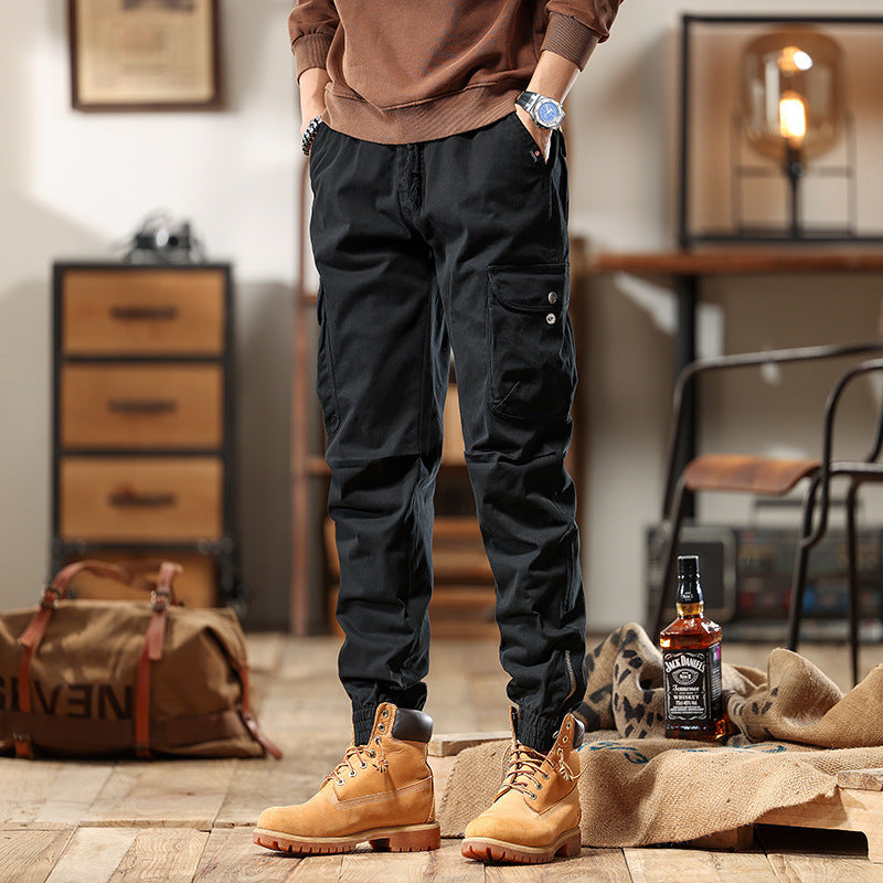 Men's cargo joggers with multi pockets and elastic cuffs Chichicherry