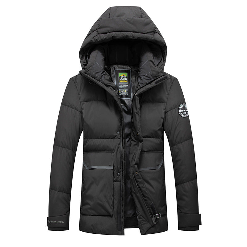 Men's Thermo Quilted Jacket with Down Mix, Windproof Hood and Multifunctional Pockets Chichicherry