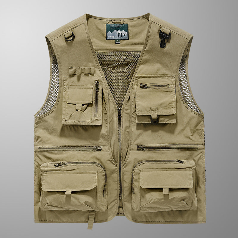 Men's multifunctional fishing and utility vest with mesh inserts and multiple pockets Chichicherry
