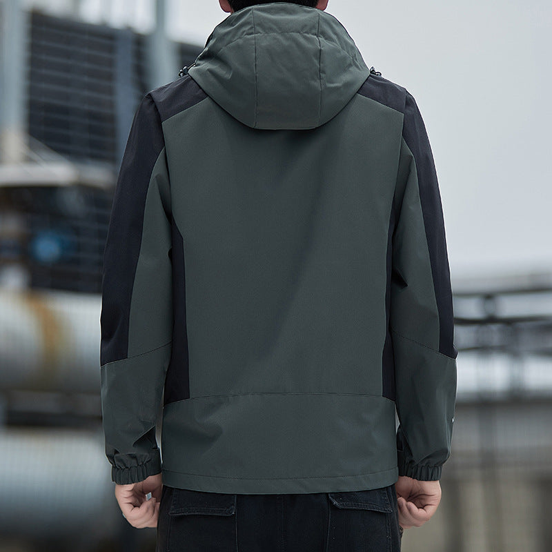 Men's lightweight wind and water-resistant hooded jacket in sporty utility style Chichicherry