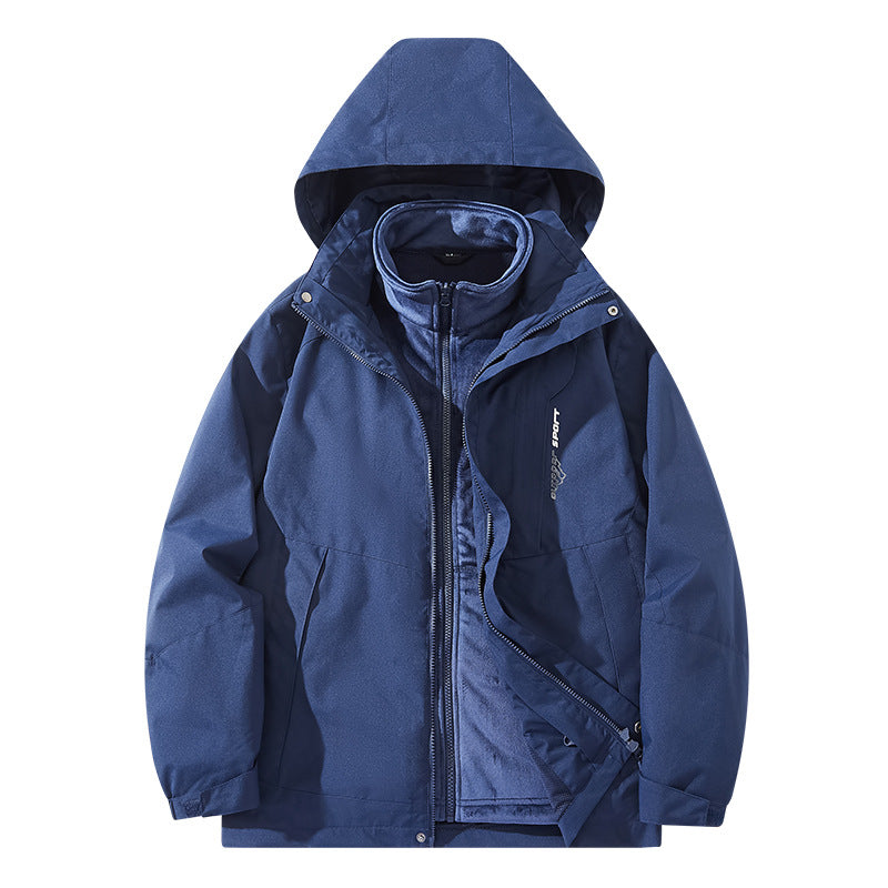Men's water-repellent two-layer trekking jacket with removable fleece inner jacket and hood Chichicherry