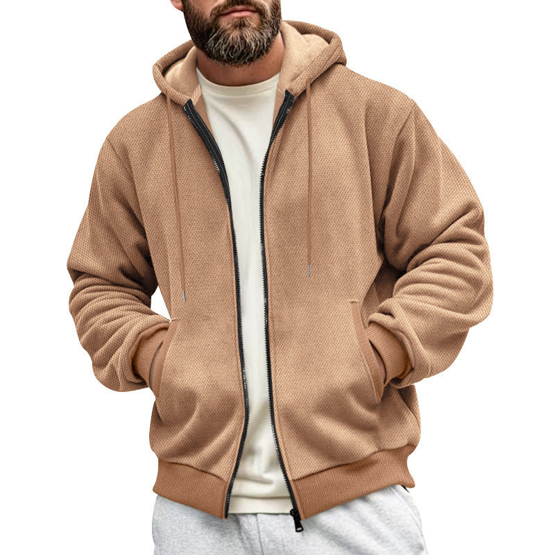 Men's Structured Hoodie Sweatshirt with Full Zip, Side Pockets and Ribbed Cuffs Chichicherry