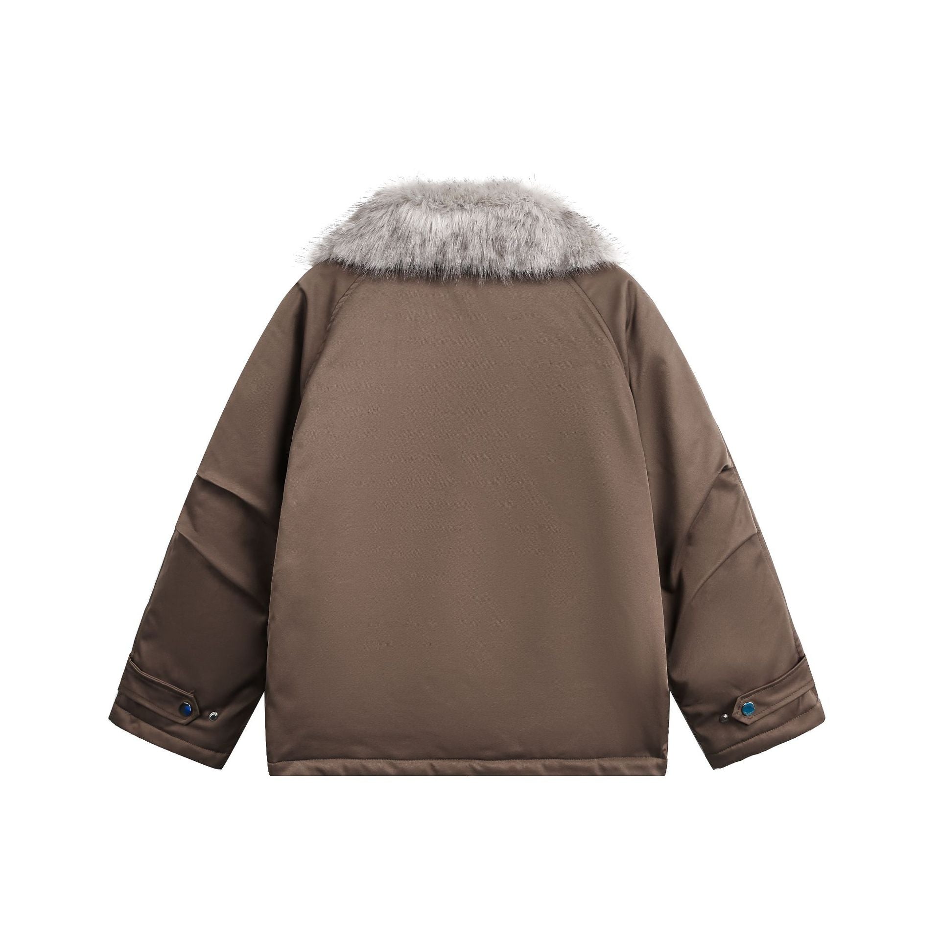 Women's Padded Short Parka with Faux Fur Collar and Asymmetrical Zipper