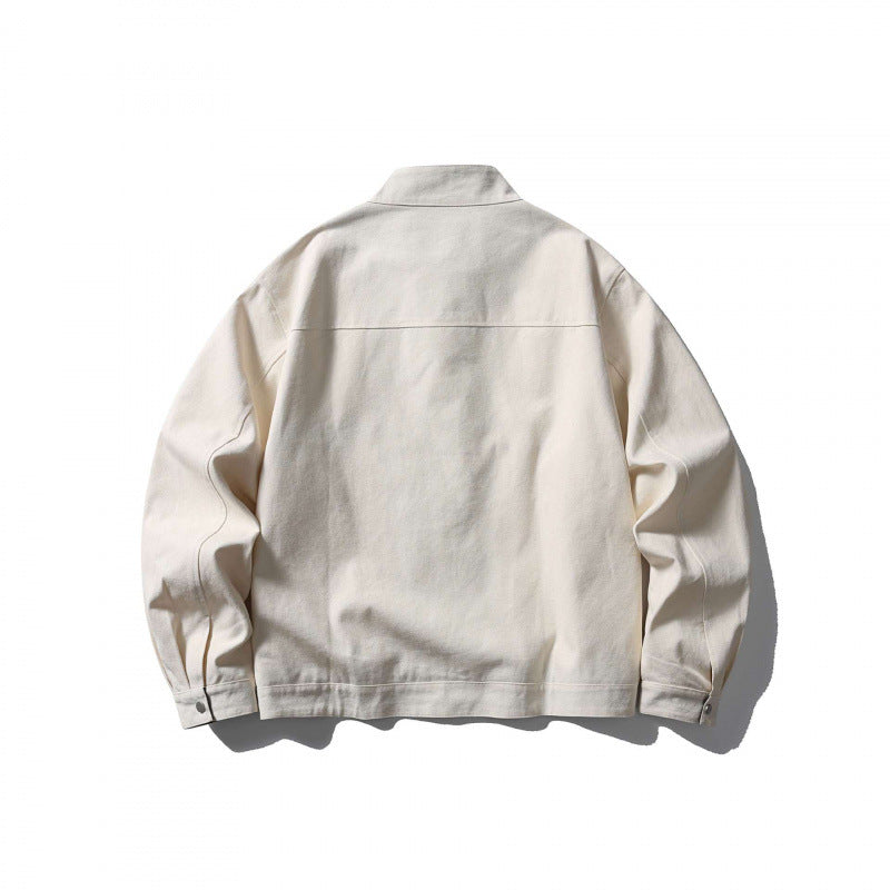 Men's lightweight cotton canvas jacket with stand-up collar and plaid lining Chichicherry