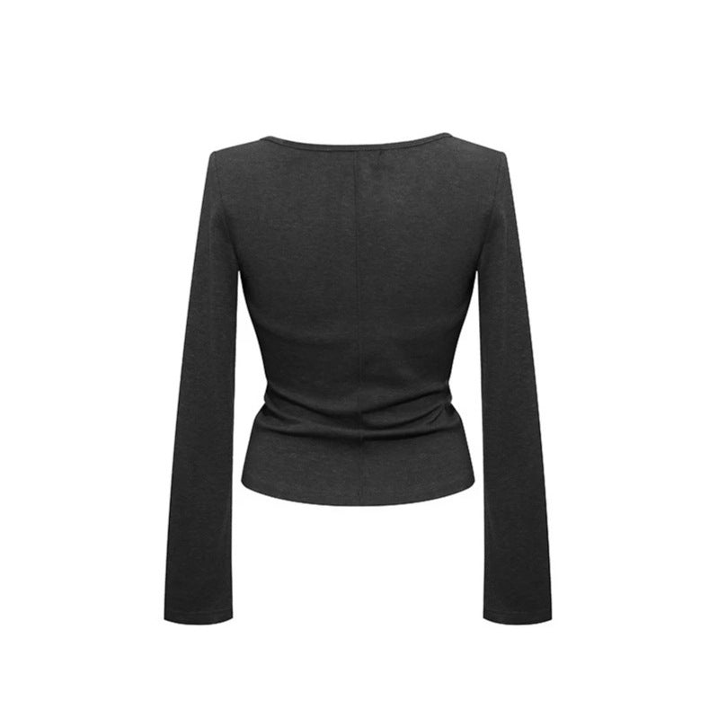 Women's long sleeve top with halter neck, wrap look and fitted cut Chichicherry