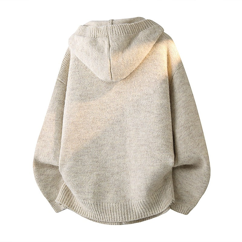 Men's Oversized Knit Cardigan with Shawl Collar, Button Placket and Side Pockets Chichicherry