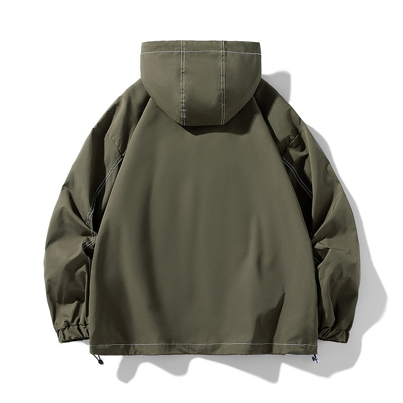 Men's Oversize Softshell Jacket with Hood, water-repellent surface & contrasting seam details Chichicherry