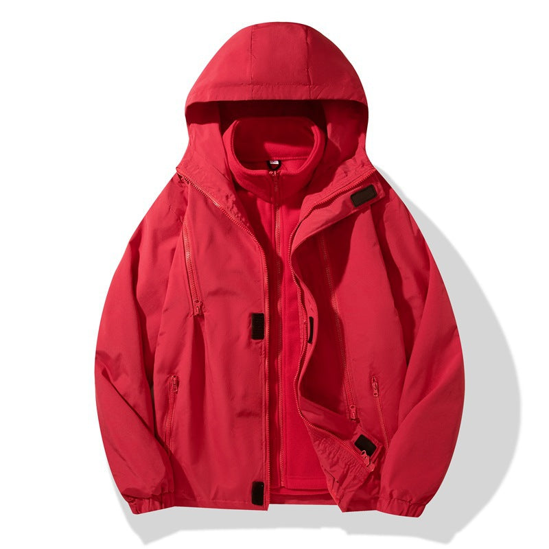 Men's Two-Piece Hybrid Hooded Jacket with Integrated Fleece Lining and Concealed Zippers Chichicherry
