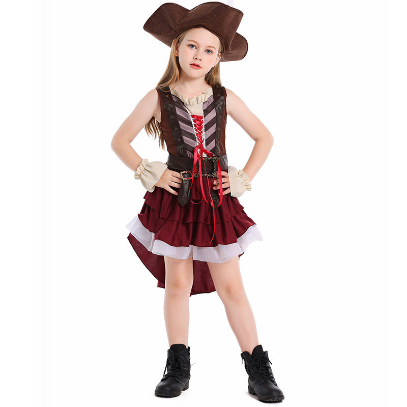 Girl Pirate Costume with Playful Ruffle Detail and Authentic Accessories Chichicherry