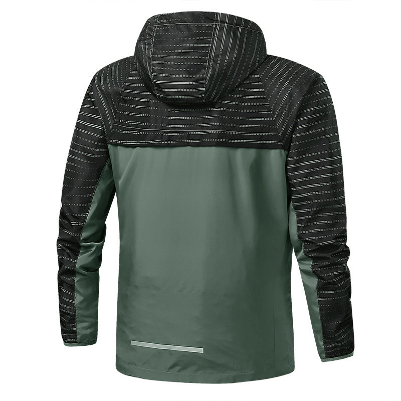 Men's Lightweight Reflective Hooded Windbreaker with Mesh Lining and Zipper Pockets Chichicherry