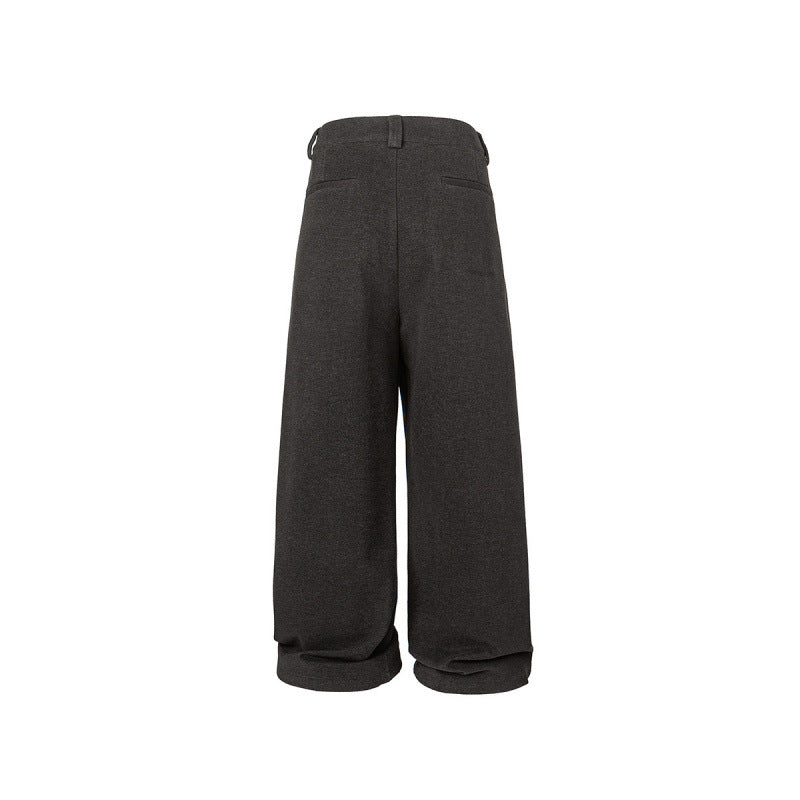 Women's Wide Palazzo Pants with High Waist, Pleats and Turned Hem Chichicherry