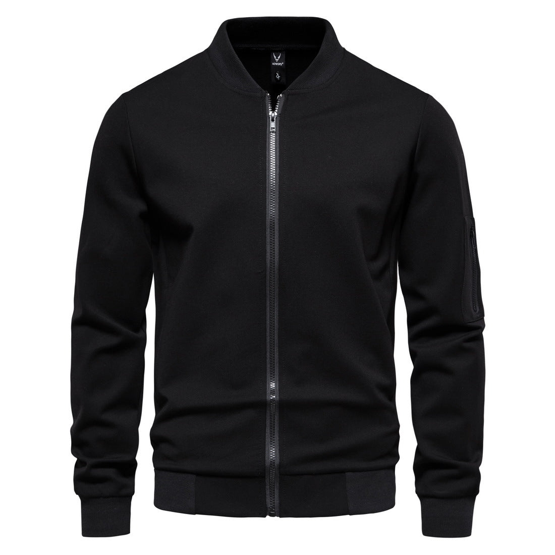 Men's Slim Bomber Jacket with Full Zip, Arm Pocket and Ribbed Cuffs Chichicherry
