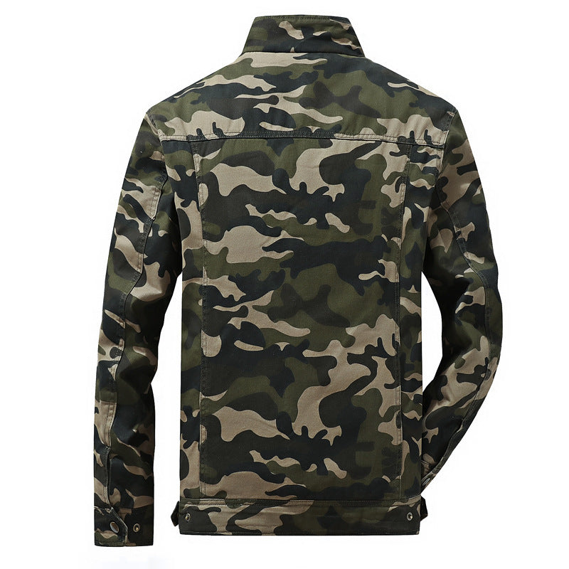 Men's Camouflage Field Jacket with Sherpa Lining and Multifunctional Utility Pockets Chichicherry