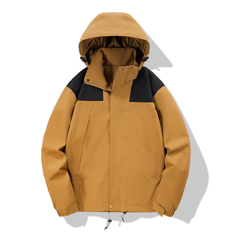 Men's water-repellent softshell jacket with hood, adjustable hem, and multifunction pockets Chichicherry