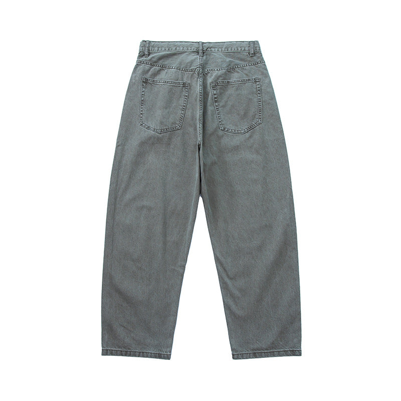 Men's Wide Baggy Jeans made of washed denim with elastic drawstring waistband Chichicherry