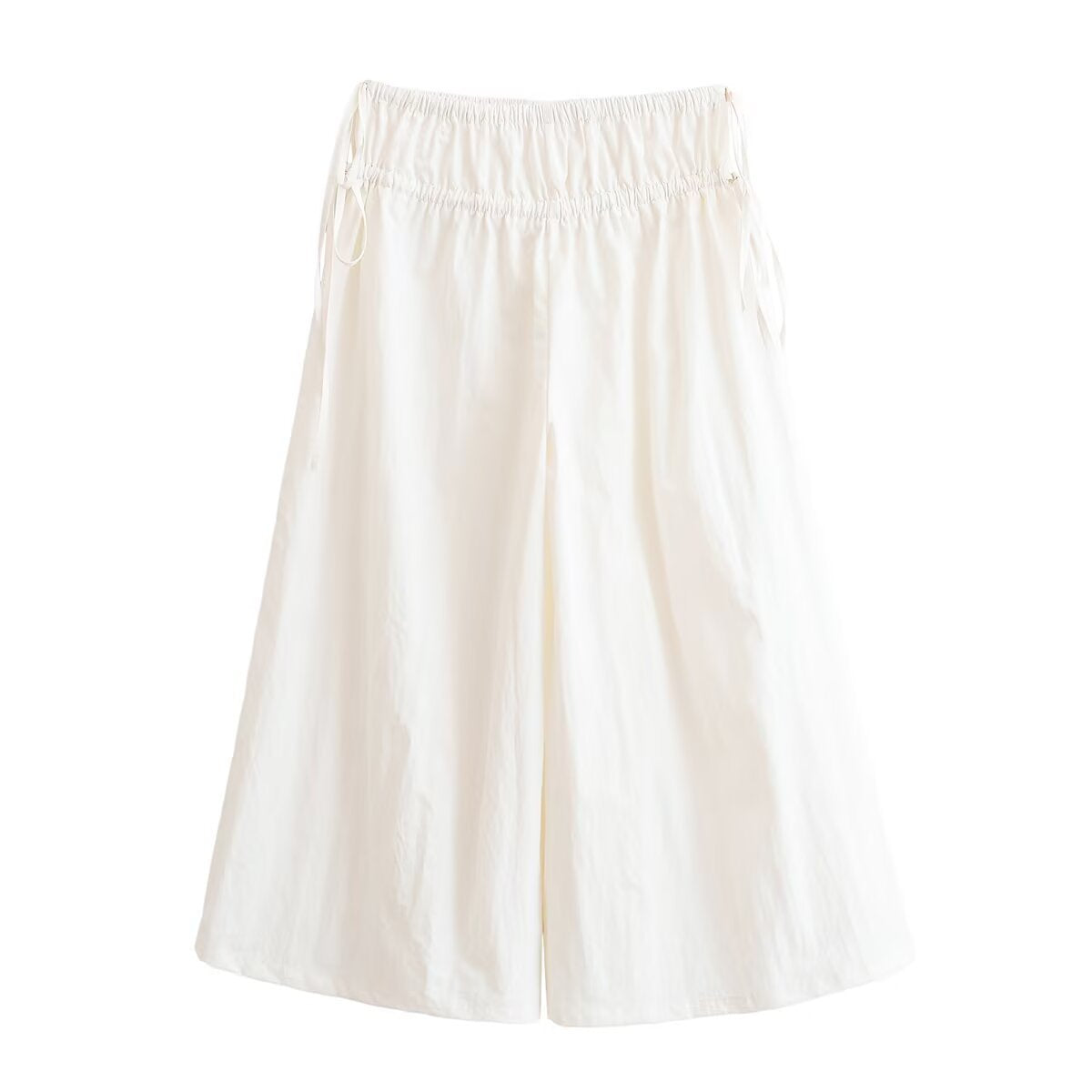 Women’s Wide Midi Skirt with Gathered Drawstring Waistband and Decorative Side Loops Chichicherry
