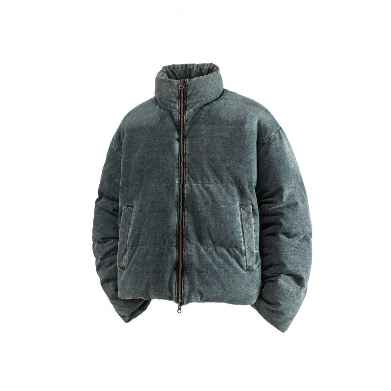 Women short fitted padded cord quilted jacket in boxy cut with stand-up collar Chichicherry
