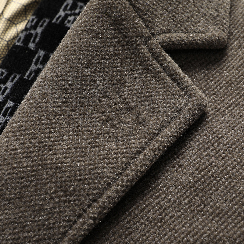 Men's Elegant Wool Blend Overcoat with Removable Quilted Inner Jacket Chichicherry