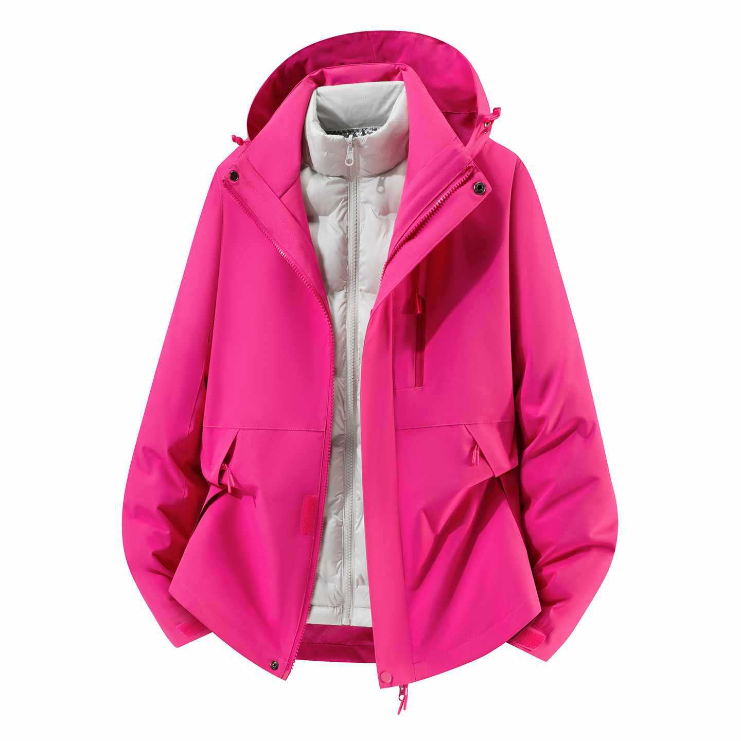 Men's Waterproof Three-Piece Winter Jacket with Removable Down Inner Jacket and Hood Chichicherry