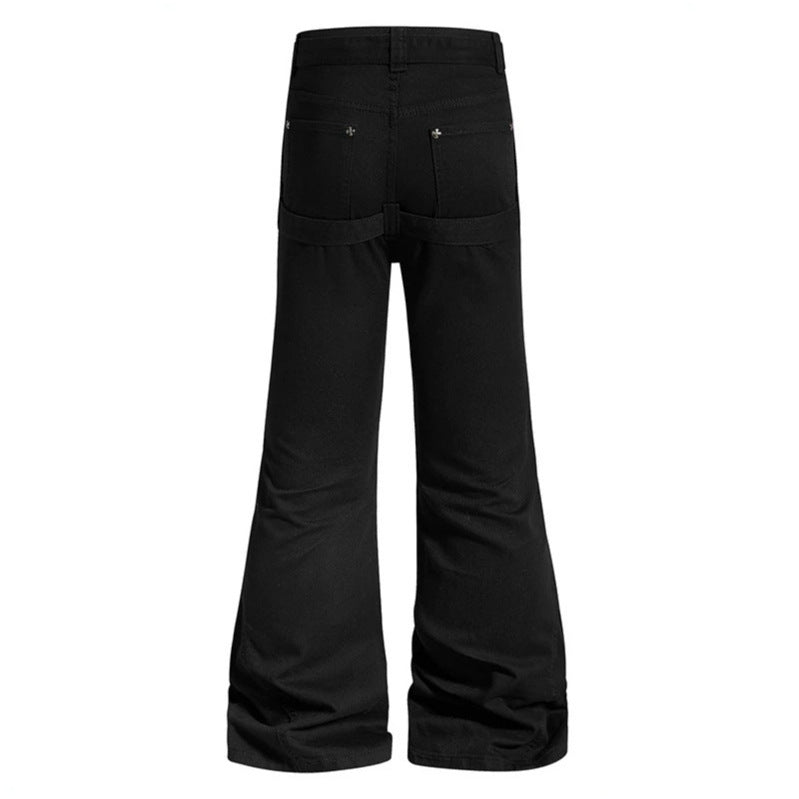 Women's High-Waist Flared Cargo Pants with Wide Leg, Double Belt and Metal Eyelets Chichicherry