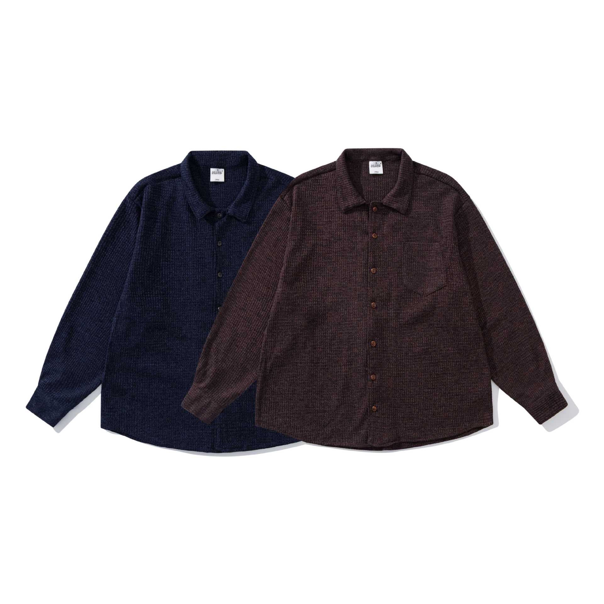 Unisex structured knit shirt jacket with Kent collar and applied chest pocket Chichicherry