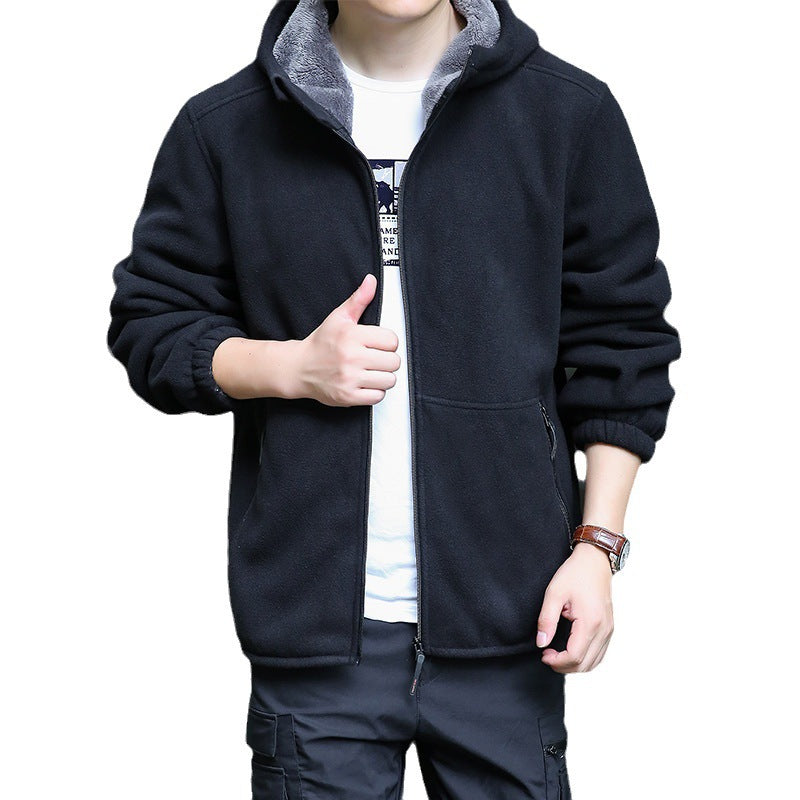 Men's outdoor fleece jacket with hood, full zip and zip pockets Chichicherry