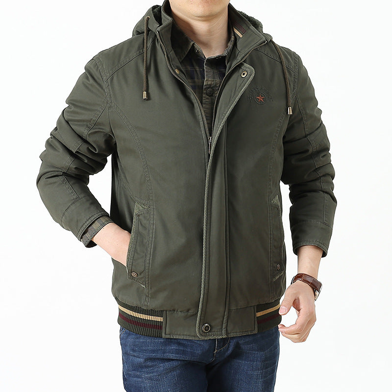 Men's utility hooded jacket in field parka style with thermal lining and multifunctional pockets Chichicherry