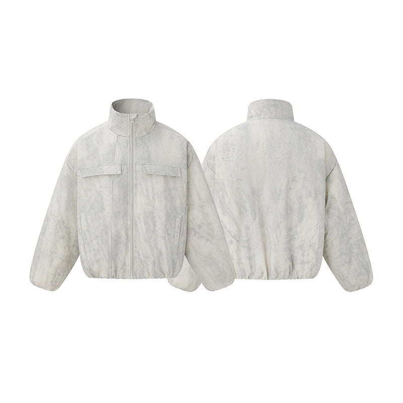 Unisex Short fitted padded oversized bomber jacket with stand-up collar and chest flaps Chichicherry