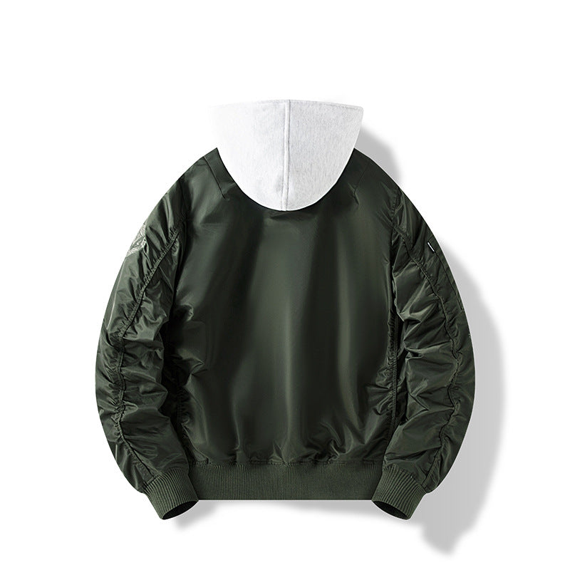Men's nylon bomber jacket with integrated sweat hood and sleeve utility pocket Chichicherry
