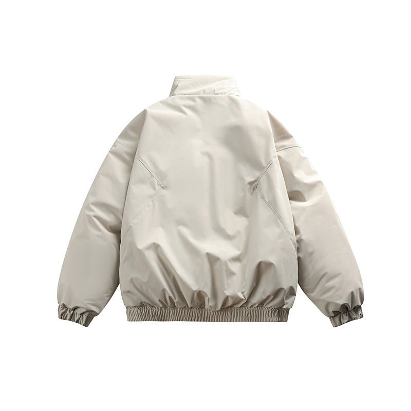 Unisex Boxy padded short jacket with stand-up collar and concealed button placket Chichicherry
