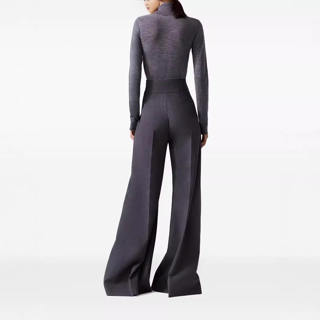 Women High-Waist ultra-wide Palazzo pants with crease and hem Chichicherry