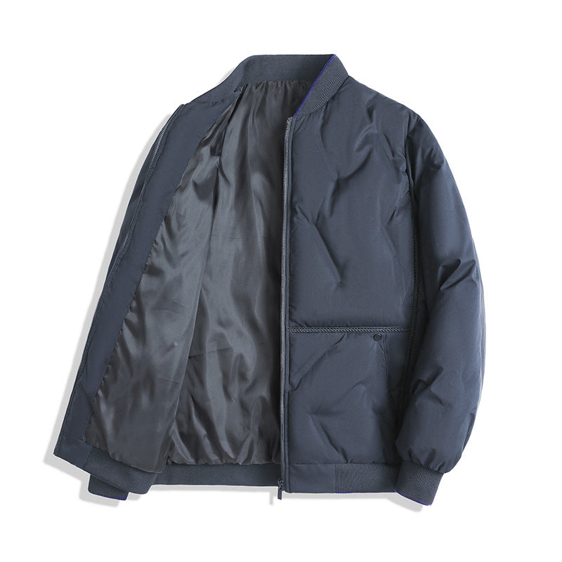 Men's Minimalist Thermal Bomber Jacket with Smooth Lining and Concealed Zipper Placket Chichicherry
