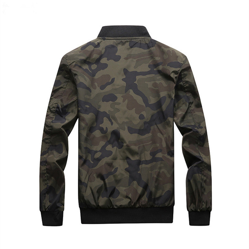 Men's Camouflage Bomber Jacket with Arm Pocket, Elastic Cuffs, and Lightweight Windbreaker Quality Chichicherry