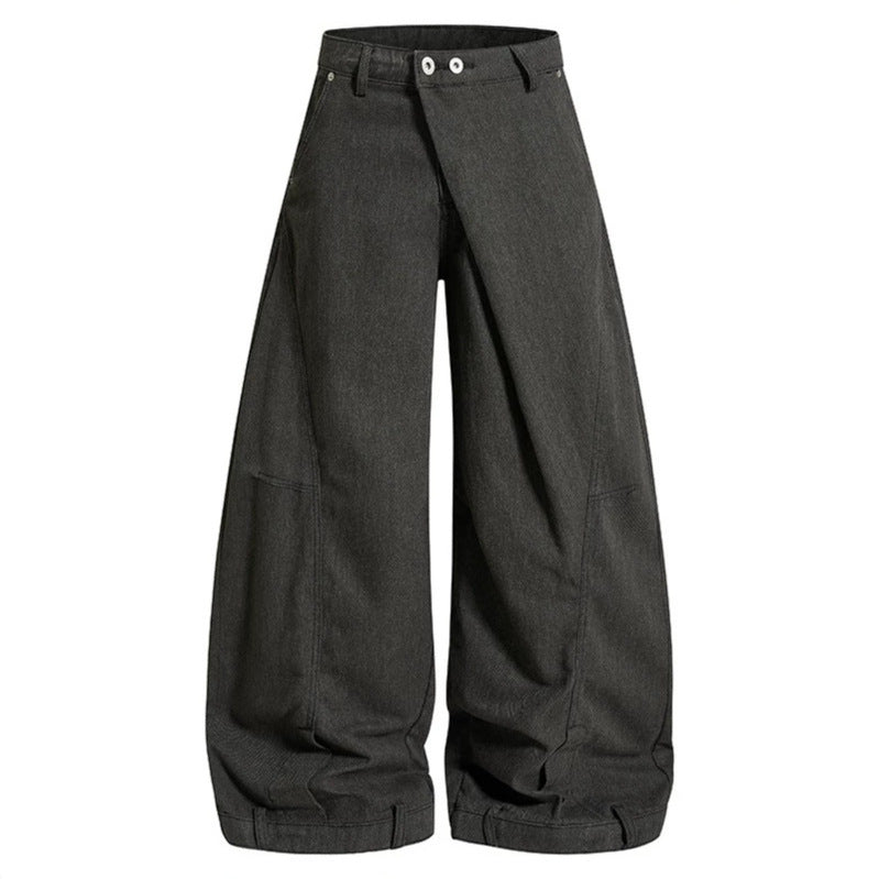 Women's Wide High-Waist Culotte Cargo Balloon Pants with Draping and Adjustable Hem Chichicherry