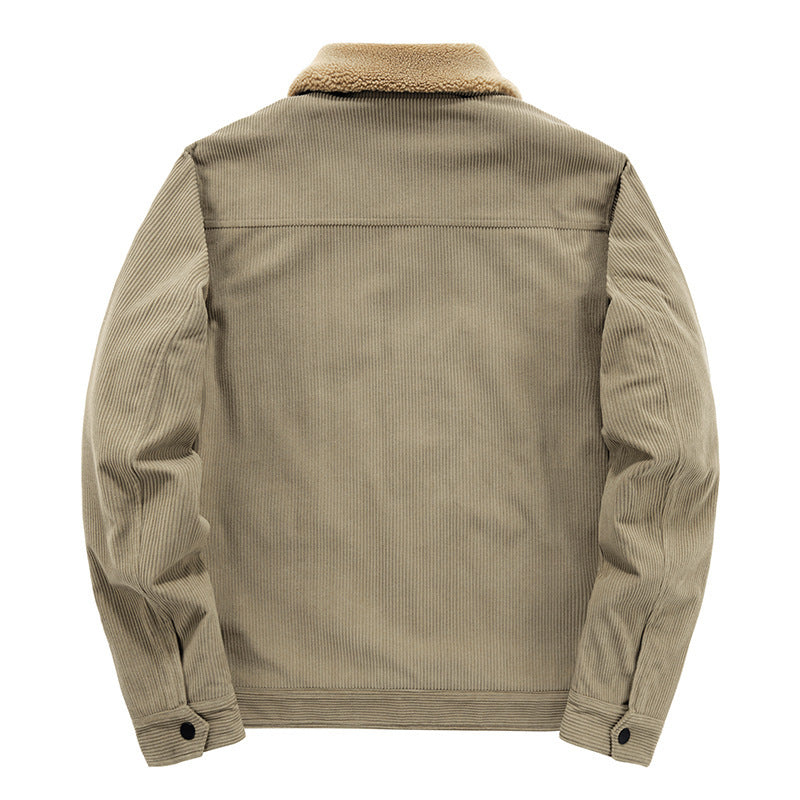 Men's cord trucker jacket with warming Sherpa insulation and patch pockets Chichicherry