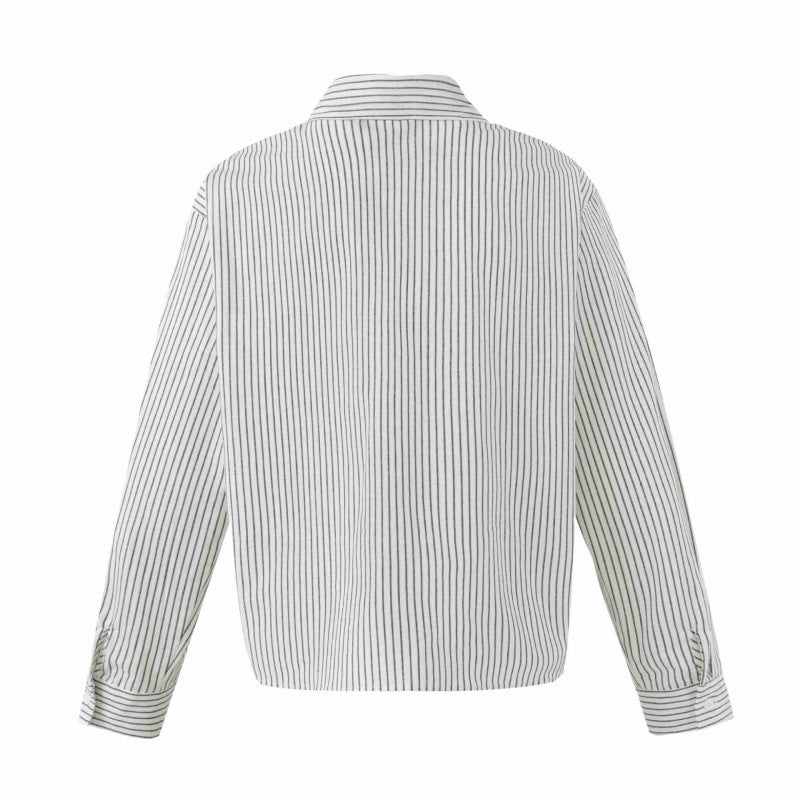 Unisex Oversize Pinstripe Shirt with Boxy Silhouette and Shirt Collar Chichicherry