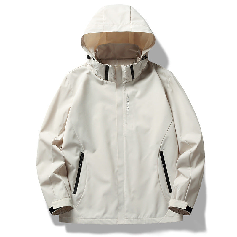 Men's technical softshell rain jacket with hood, wind and water-repellent membrane and concealed zippers Chichicherry