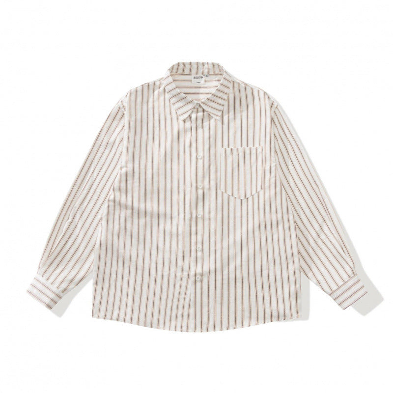 Unisex Oversized Striped Shirt in Relaxed Fit with Chest Pocket Chichicherry