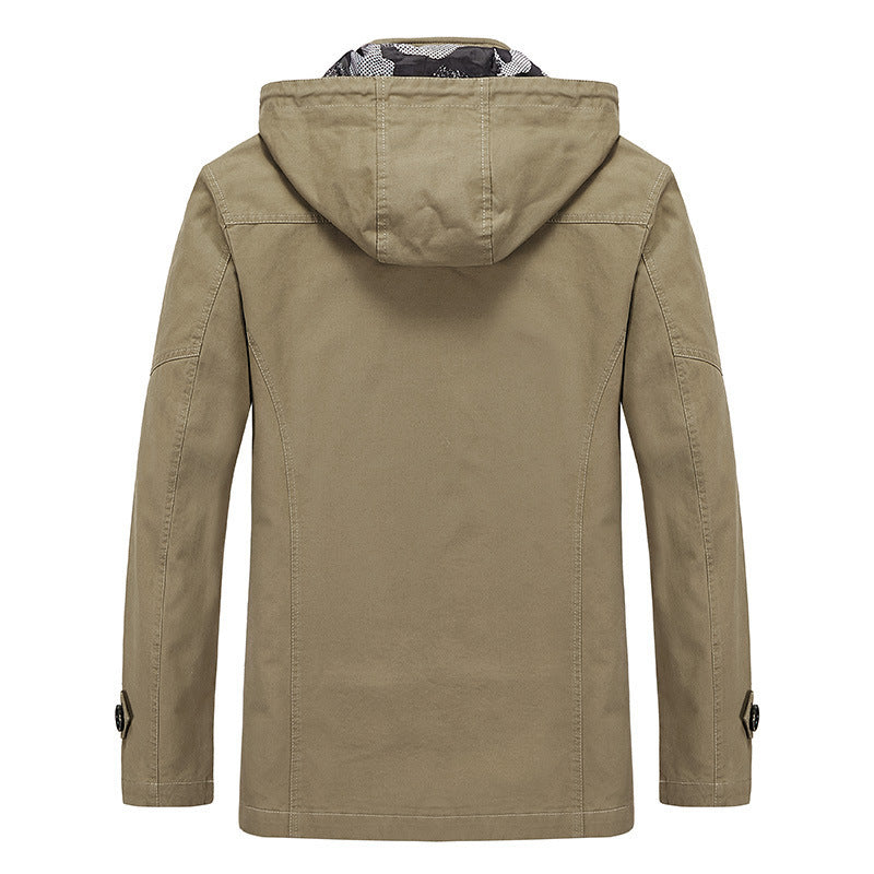 Men's lightweight canvas field parka with camouflage lining, concealed zipper and multipurpose pockets Chichicherry
