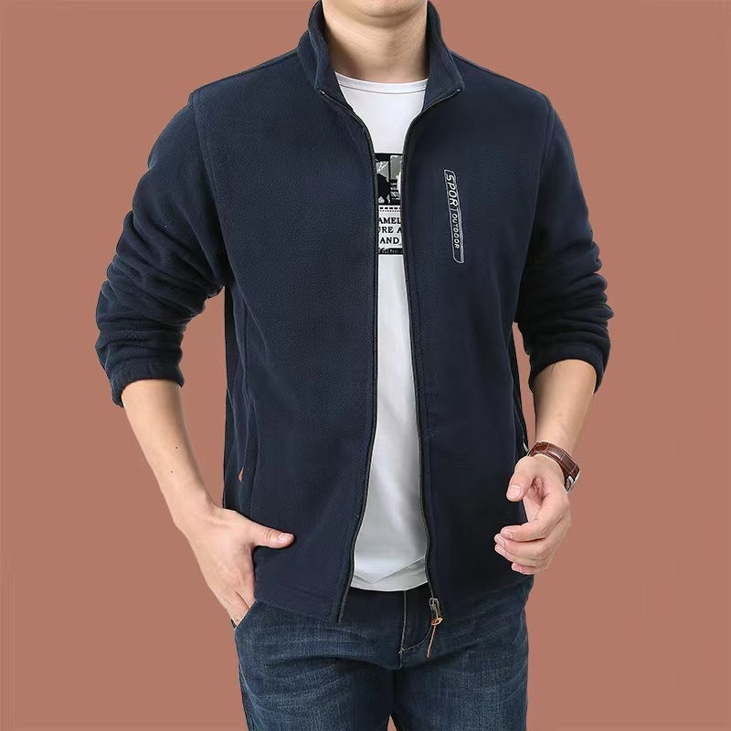 Men's fleece jacket with full zip, stand-up collar and side pockets Chichicherry