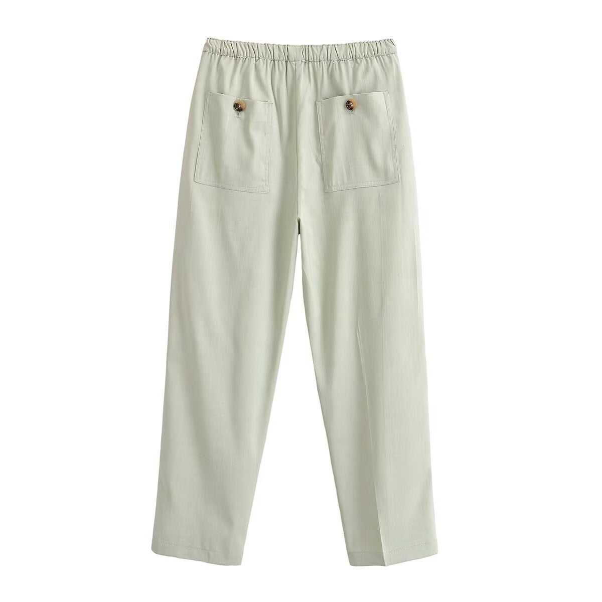 Women's Lightweight High Waist Pants with Elastic Waistband and Straight Leg Chichicherry