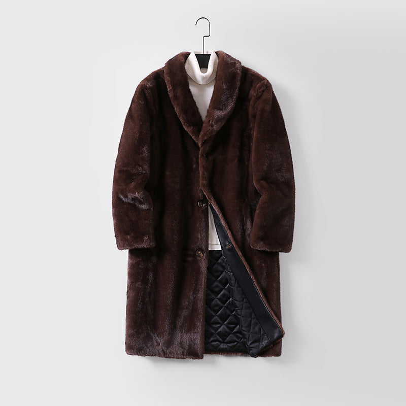 Men's faux fur coat with shawl collar, quilted lining and classic button placket Chichicherry