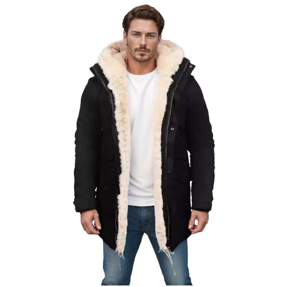 Herren Parka im Field‑Stil mit Teddyfutter in Kapuze, aufgesetzten Pattentaschen und Druckknopfverschluss Chichicherry