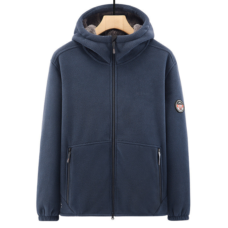 Men's fleece hoodie jacket with teddy lining, two-way zipper and concealed zip pockets Chichicherry