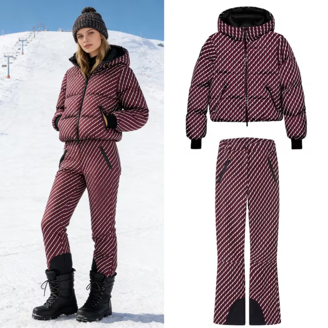 Women's Patterned Stretch Jogging Pants with Flared Leg, Elastic Drawstring Waistband and Zipper Pockets Chichicherry