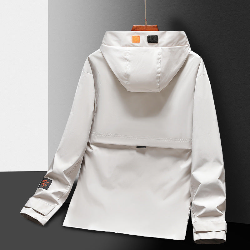 Men's Lightweight Utility Rain Jacket with Hood, Windproof Softshell and Reflective Inserts Chichicherry