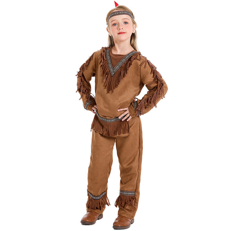 Girl Native American Costume with Fringe and Detail-Loving Top Chichicherry