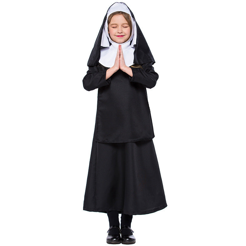 Girls' Nun Costume with Traditional Garment and Elegant Headdress Chichicherry
